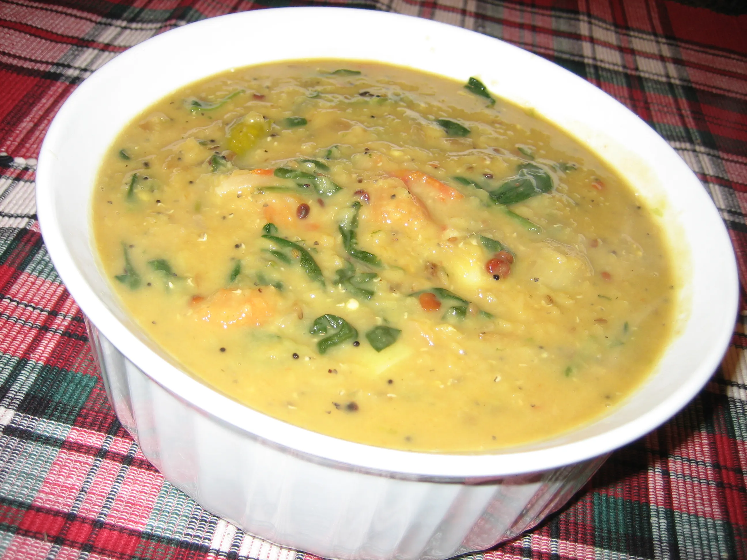 Simple Spinach masoor dal