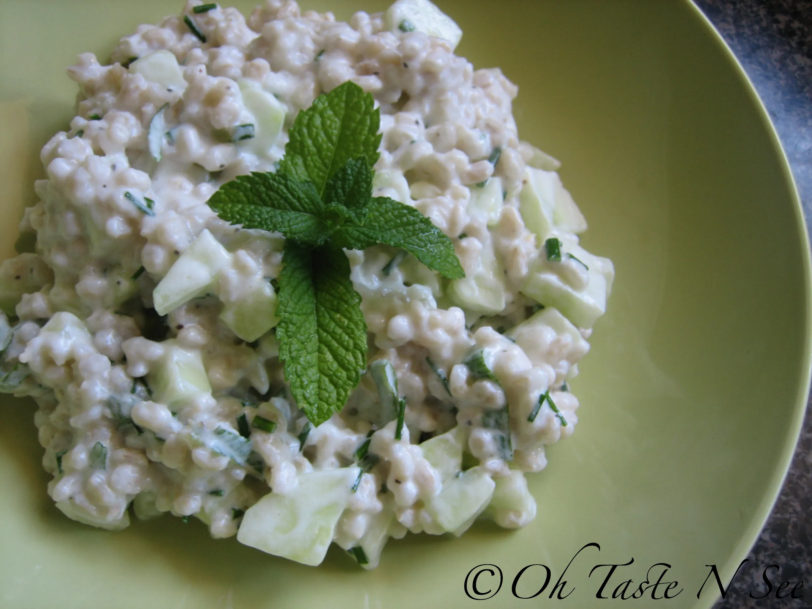 Barley Salad with Cucumber and Yogurt Dressing