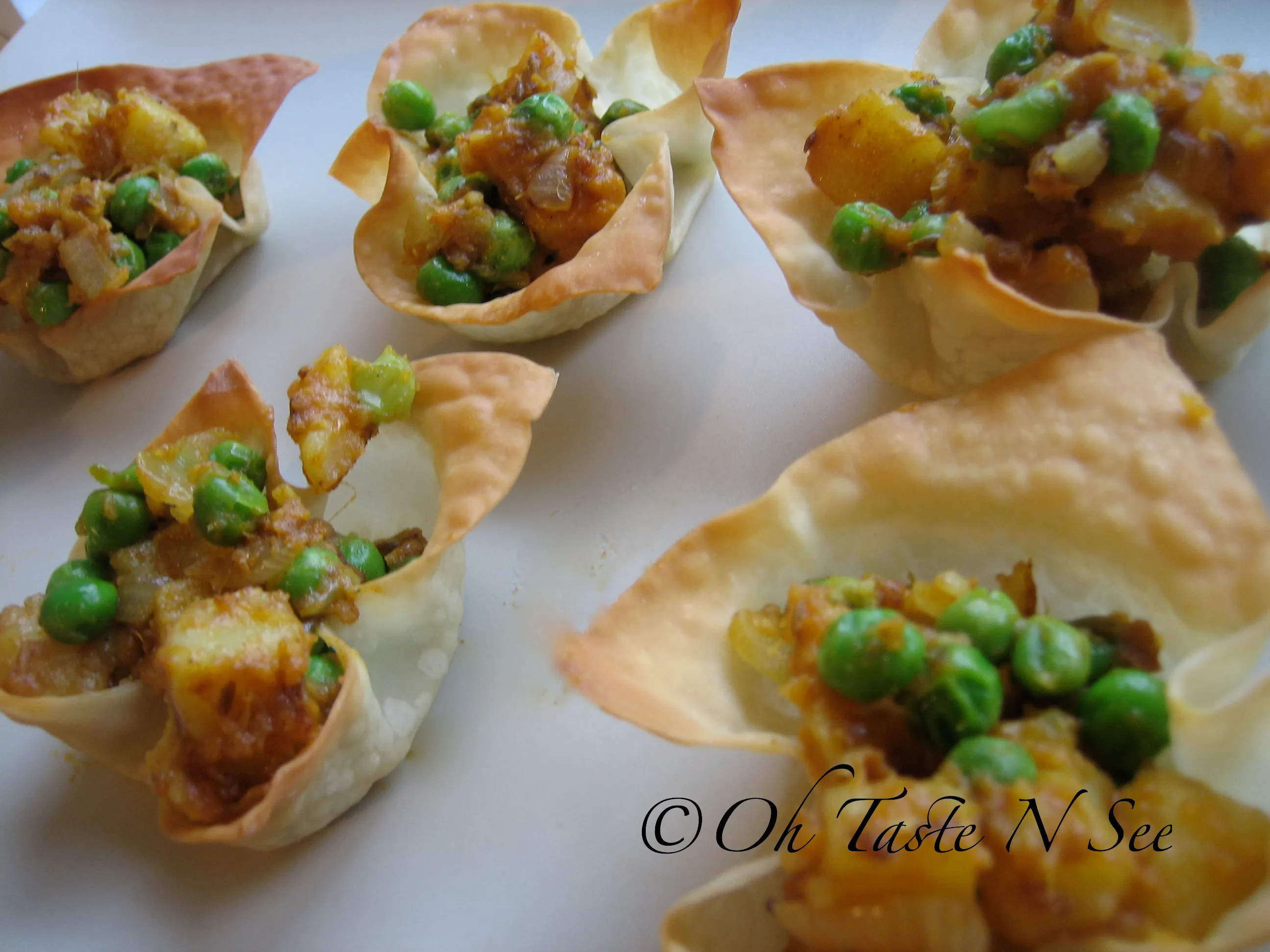 Curried Potatoes in Wonton Cups