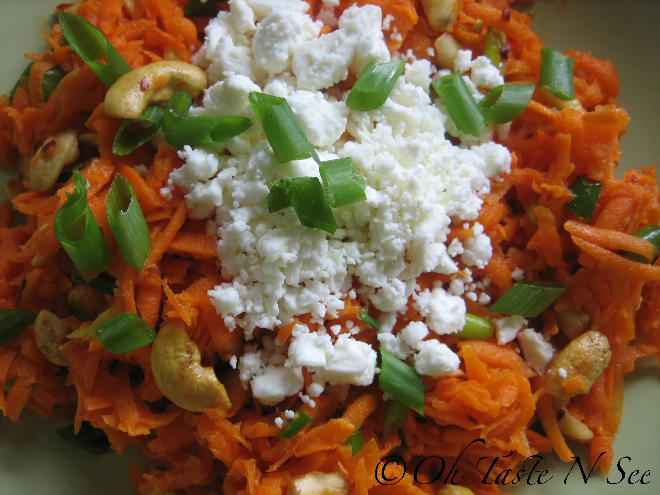 Carrot Cashew Salad with Feta and Scallions
