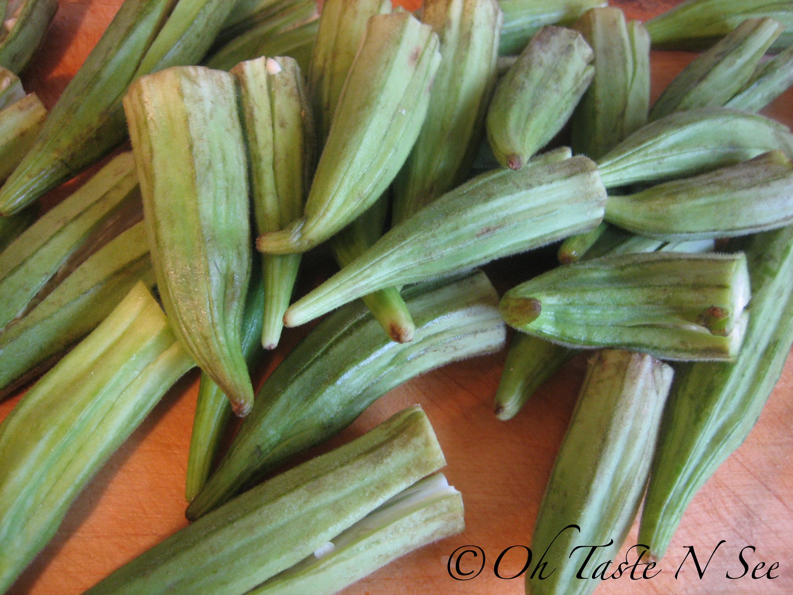 Baked Stuffed Okra(Okra stuffed with a quinoa flax spice mixture)
