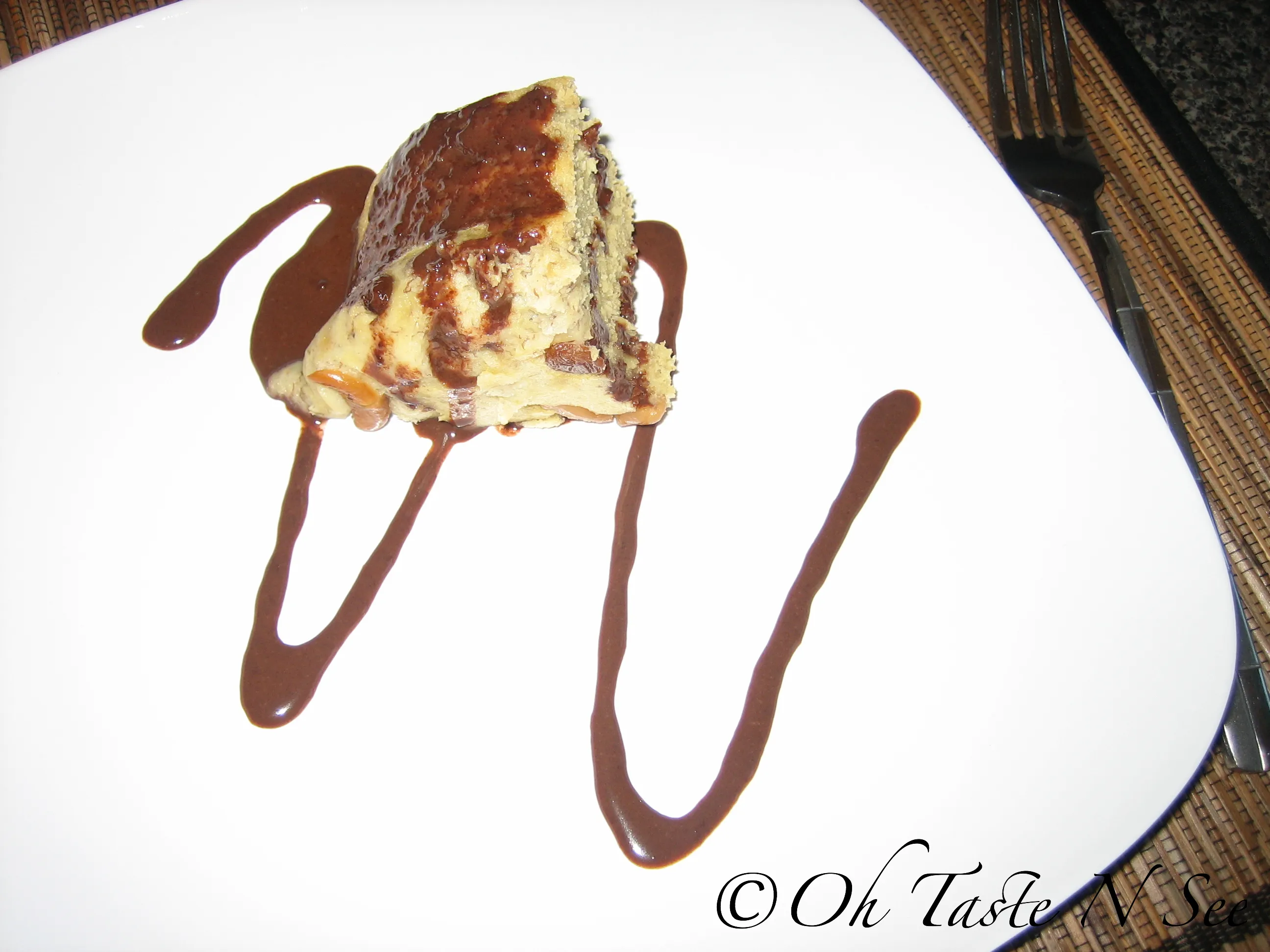 Steamed Banana Cake in Chocolate Sauce