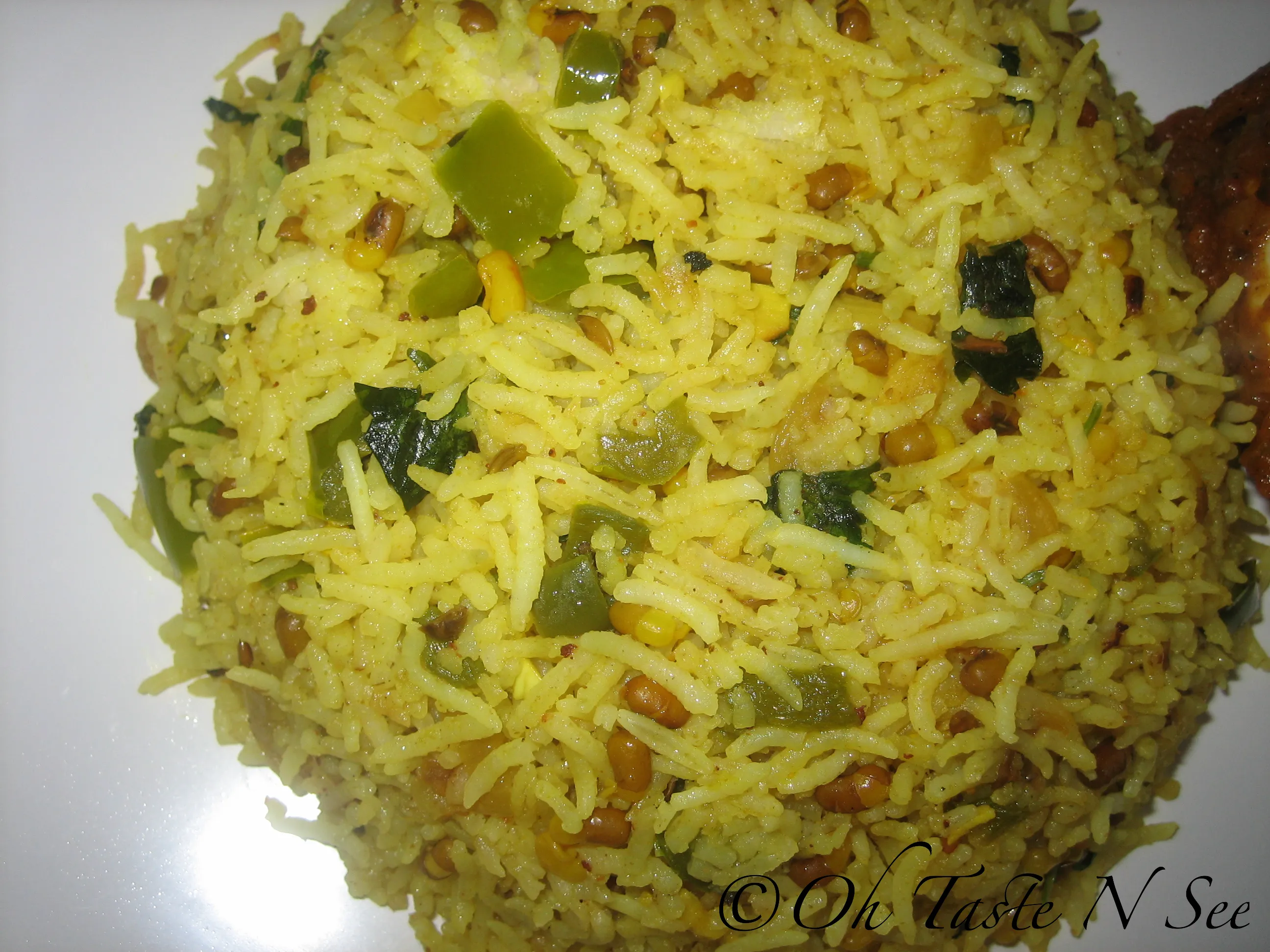 Sprouted moth bean bell pepper pulao 2