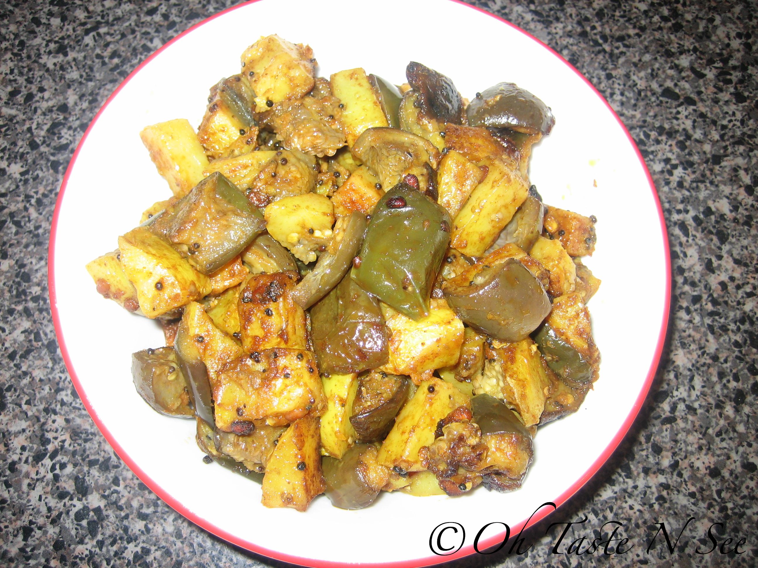 Kathari urulai poriyal(Eggplant and potato stir fry)