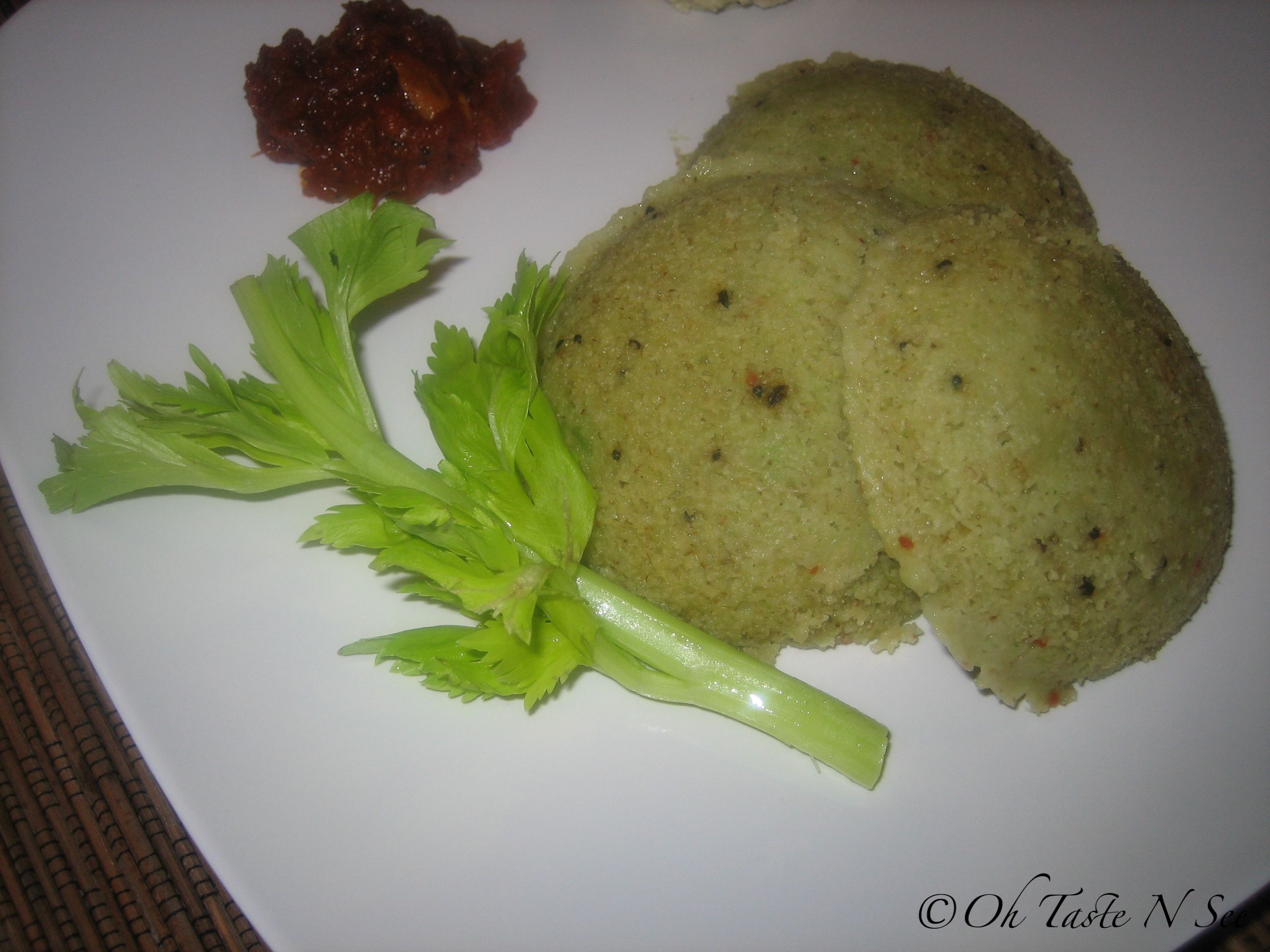Celery Cilantro Oats Idli