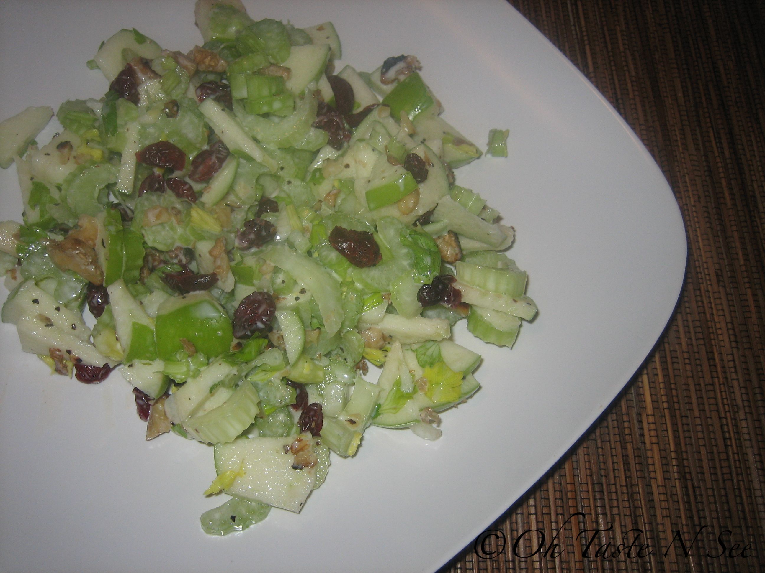 Celery Apple Salad with honey yogurt vinigarette