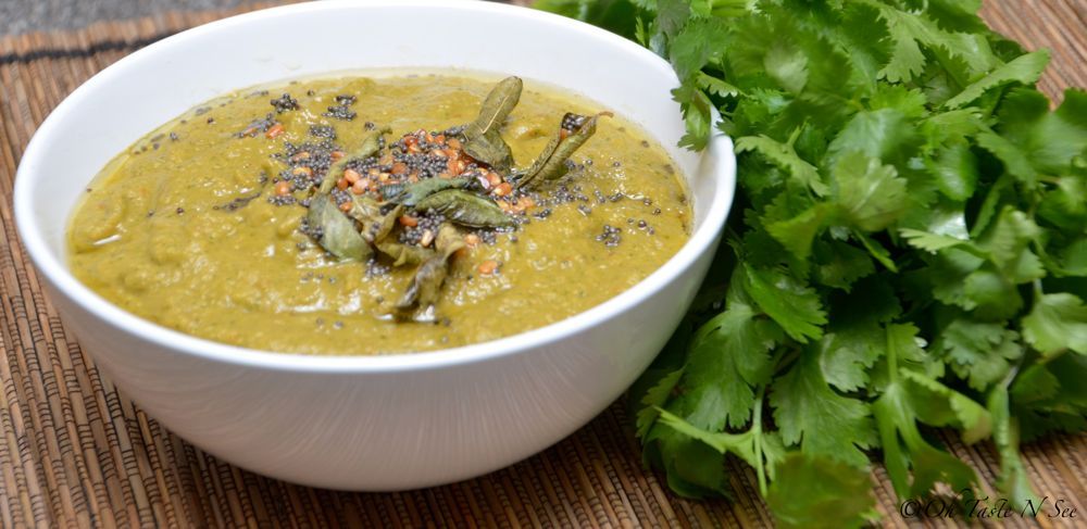 Roasted zucchini cilantro chutney
