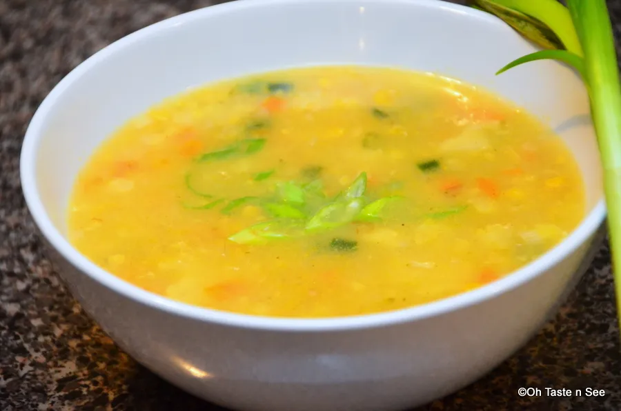 Sweet corn vegetable soup 2