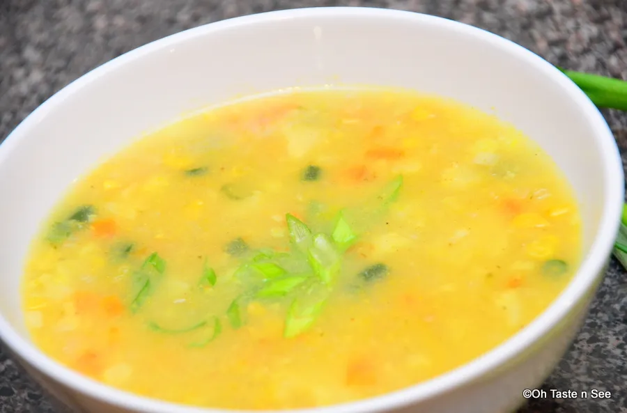 Sweet corn vegetable soup 5