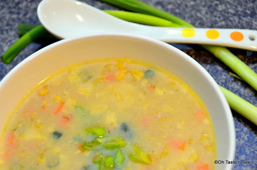 Sweet corn vegetable soup 3