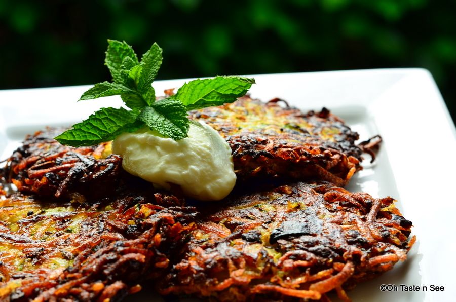 Crunchy Rosti Style Zucchini Potato Pancakes