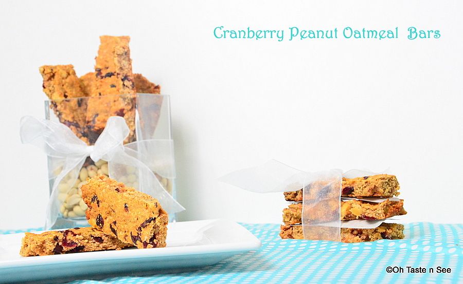 Cranberry Peanut Oatmeal Granola Bars