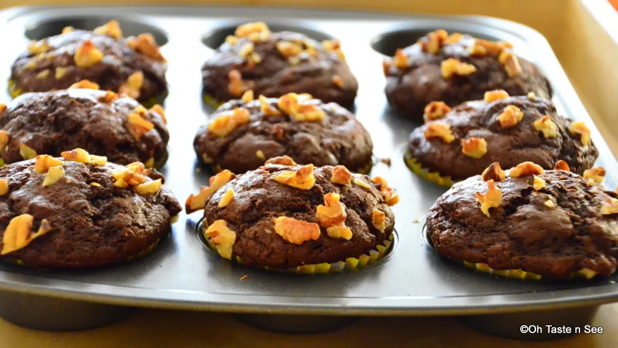 double chocolate walnut muffins 5