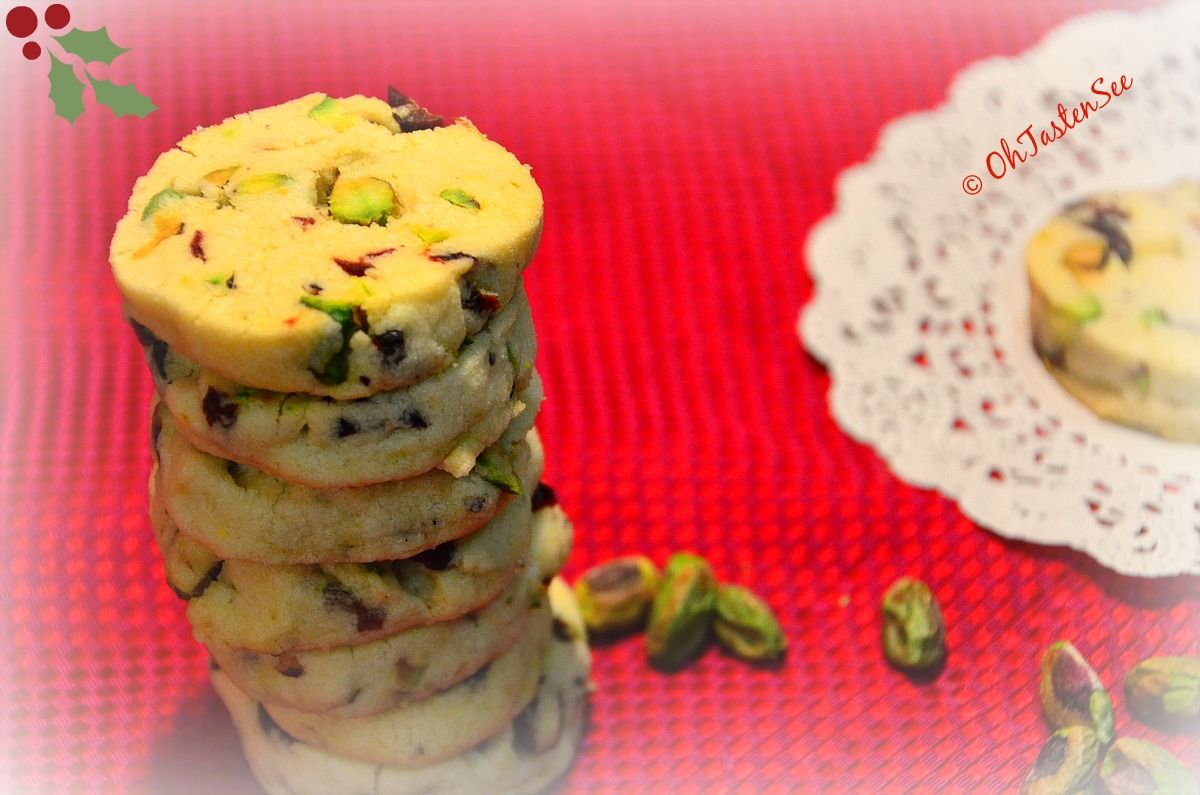 Cranberry Pistachio Shortbread Cookies
